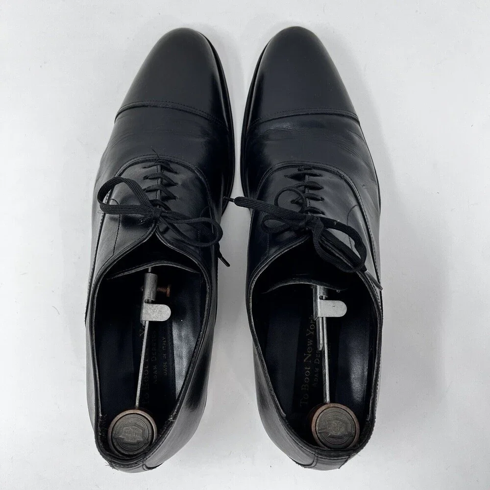 To Boot New York Shoes Mens 11 Adam Derrick Black Leather Oxford Cap Toe Dress